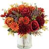 MEIVINES 2 pezzi Fiori Artificiali Fiori Finti per Decorazioni Bouquet Fiori Rose Artificiali di Seta per matrimonio casa centrotavola partito cimitero tomba decorazione (Arancione e rosso, 2PCS)