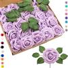 COSORO 25 pezzi rose artificiali viola chiaro, fiori decorativi realistici, rose in schiuma con steli per bricolage, per bouquet, bouquet da sposa, matrimonio, decorazione compleanno, decorazione casa