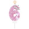 Tinoaly Candela di Compleanno Rosa con Numero, Corona Scintillante Farfalla Scintillante Paillettes Decorazione per Torta per Feste di Compleanno Matrimoni Anniversari Celebrazioni (Numero 6)