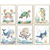 Dazzlewall 6 PCS Oceano Animali Murali Stampe Acquerello Animali Murali Poster per la Cameretta Bambini Baby Room Decor 8x10 in Senza Cornice