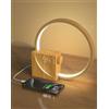 INSSISAIN Lampada Da Comodino a LED con Sveglia,Due Allarmi,10 W Wake Up Light, Porte di Ricarica USB,10 Suoni Natura,Touch Dimmerabile,3 livelli di luminosità (colore del legno)