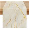 Miuyunya Runner da Tavola Lavabile Moderno 40 x 200 cm Primavera Estate Runner Tavola Marmo Oro Bianco Trama Dorata Tovaglia per Sala da Pranzo, Cucina, Fattoria, Matrimonio Vacanze Feste