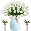 MaibaoteMbt Tulipani Artificiali, 12 Pezzi Fiori Finti di Tulipani, Artificiale Tulipani in Lattice, Artificiali Tulipani con Foglie, for Matrimonio, Festa, Composizioni Floreali, Bouquet da Sposa (Bianco)