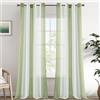 EMEMA Tende a righe trasparenti con occhielli Tende in voile Soggiorno moderno Set di 2 tende Camera da letto Trasparente con motivo Tenda a righe semitrasparente 140 x 245cm Bianche e Verde Chiaro