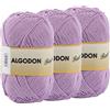 Etrexonline Gomitolo Filato 220 Metri di 100% Cotone Perfetto per Maglia e Uncinetto - Colore Lilla 100 gr x 3 Pezzi