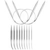 Wvxilyr 9 Pezzi Ferri da Maglia Circolari in Acciaio Inossidabile, Set di Ferri Circolari da Maglia in Acciaio Inox, Misure da 2,5 a 10 mm, per Calze, Maglioni, Colletti e Maniche (80 cm)