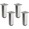 SOTECH 4 pezzi Piedi per mobili SOTECH ZULU 38 x 38 x 150 mm look acciaio inox, portata fino a 100 kg per piede, piedi per vetrine Piedi a zoccolo Piedi per armadietti