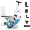 Mhwgo Stura WC con Barometro, Pompa Stura Scarichi a Pressione, Pistone per WC, sturalavandino ad Aria compressa, Stura Lavandini e Scarichi con 4 ventose per Disintasare WC/Lavello/Scarico a Pavimento