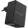 Energizer - Caricatore da parete doppio USB-A 12W/2.4A - senza cavo - Spina UE - 2 porte USB - Design compatto - Nero