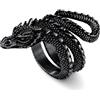 U7 Drago Anello Uomo Acciaio Inossidabile, 14 US Misura Vintage Anelli Uomo Amuleto, Placcato in Nero Anello Uomo per Punk Gotico Rapper, Idee Regalo Tradizioni Cinesi per Ragazzo