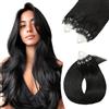 Silk-co Extension Capelli Veri con Microring Anelli 100 Ciocche 50g Loop Hair Extensions 40cm Remy Human Hair - 1 Nero Scuro