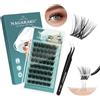 NAGARAKU Ciglia Autoadesive con Pinzette Set 48 Cluster DIY Ciglia Voluminose Senza Dispositivo di Rimozione Della Colla Ciglia Pressanti Riutilizzabili Pre-Incollate Trucco Pesante (0,07mm C 10-16mm)