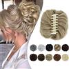 Elailite Posticci per Chignon Capelli Donna con Clip Pinza Chignon Finto Elastico Gonfio Voluminoso # Biondo Cenere Hair Bun Coda di Cavallo Capelli Sintetici (Diametro 15cm)