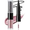 Boobeen Ombretto e Eyeliner a doppia estremità, Ombretto liquido colorato shimmer, Eyeliner nero naturale in crema, trucco occhi per donna