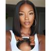 Yavida Parrucca Donna Capelli Veri Umani 4X4 Lace Front Human Hair Wigs Pre Plucked Straight Wear and Go Glueless Wigs Human Hair Wigs For Women Nero Naturale 10 Inch