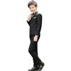Odizli Gentleman Smoking,Set di abbigliamento per bambini e ragazzi con giacca da smoking + camicia bianca + pantaloni + papillon 4 pezzi per abbigliamento da matrimonio, Nero , 9-10 anni