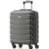 Flight Knight Valigie Rigide in ABS Leggere a 4 ruote - Bagaglio a mano approvato per oltre 35 compagnie aeree come British Airways, easyJet e dimensioni massime per Lufthansa 55 x 40 x 23 cm