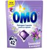 OMO Lavendel-Wäschekapseln - Kraftvolle Fleckenentfernung, langanhaltende Frische für bis zu 14 Tage, Alles-in-einem -Geruchskontrolle, Kaltwaschmittel-kompatible - 42 Kapseln (1 Packung)