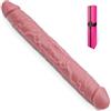 hainuo Dildo a doppia estremità da 27,5 x 3,5 cm per la stimolazione anale e del punto G, dildo realistico a doppia estremità in silicone, dildo lungo con vene e glande per uomini e coppie lesbiche