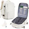 VECAVE Zaino Sottovuoto Viaggio Con Pompa Zaino Easyjet 45x36x20 Aereo Bagaglio a Mano Zaini 15.6 Pollici Porta PC Casual Impermeabile Daypack Borsa da Cabina per Donna Uomo Beige