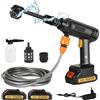EagerMinds Rondella ad alta pressione senza fili, 21 V, 50 bar, idropulitrice portatile a batteria, con batteria, pistola per lavaggio auto, finestre, prato (B, 2 batterie)