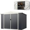 RELAX4LIFE Casetta da Giardino in Metallo 8M³ 5M², 246x193x180CM con Porta Bloccabile, Tetto Inclinato, Finestra di Ventilazione per Attrezzi Biciclette Rifiuti