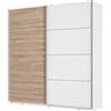 Forte Jawa Armadio ad ante scorrevoli, in legno derivato, rovere bianco combinato con il bianco, L x A x P: 200 x 209,7 x 61,2 cm