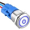 ETOPARS Acciaio Inossidabile 19mm Interruttore a Pulsante 12V 5A Interruttore a Levetta per Auto Impermeabile Metallo Interruttore a Bilanciere con Filo Blu Luce Energia Simbolo