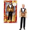 Barbie Signature - Ken Magia delle Feste 2025, bambola da collezione con tuta elegante e giacca dorata, confezione da esporre, regalo per le feste, giocattolo per bambini, 6+ anni, JGK55
