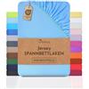 NatureMark Lenzuolo con angoli elasticizzati in jersey, in 100% cotone, in molti colori e misure, conforme all'Oeko-Tex Standard 100, 90 x 200 cm - 100 x 200 cm Azzurro