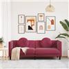 Gecheer Divano Moderno,con 3 Posti,con Cuscini,in Velluto,Rosso Vino,193,5x77x70 cm,Divano per Soggiorno,Divano in Velluto Moderno,Divano con Cuscini,Divano in Velluto,Divano 3 Posti in Velluto