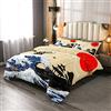 Loussiesd Set di biancheria da letto giapponese Ukiyoe Hokusai Comforter per bambini, ragazzi e ragazze in stile giapponese Carne Down Comforter traspirante con piumone e trapunta