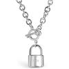 Dankadi Collana grande 6 mm con ornamento grande lucchetto 18 20 e chiave lucida, catena a maglie in argento 925 amore con ciondolo chiave serratura regalo gioielli festa elegante per donna, 18,