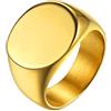 GoldChic JEWELRY Anello Uomo Oro Con Sigillo Rotondo In Oro Per Uomo Anello Oro Uomo Acciaio Inossidabile Per Rockstar, Taglia 27