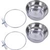 Pet's Solution - Set di 2 Ciotole in Acciaio Agganciabili con Fissaggio a Vite per Volatili, Cani e Gatti, Mangiatoie Ideali per Kennel e Gabbie - 15 cm di Diametro