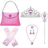 BRTNUP Corona da ragazza, costume da principessa, diadema per bambini con corona di Elsa, bacchetta magica, accessorio per carnevale e compleanni (rosa)