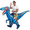 Spooktacular Creations Costume da dinosauro gonfiabile per adulti da equitazione Raptor con stampa digitale e occhi illuminati a LED