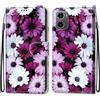 SNCLET Custodia per Motorola Moto G05 4G Custodia a Libro in PU Pelle Protettiva Cover Magnetica Portafoglio con Porta Carta di Credito Bumper Case Custodia per Motorola Moto G05 4G,Margherita Viola