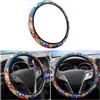 CGEAMDY Coprivolante Auto, Copristerzo Autos Protezione Antiscivolo Traspirante, Coprivolante Auto Con Fiori, Universale, 38 cm, Tessuto, Colorato