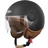 YEMA Casco YEMA Jethelm DW-631 per Ciclomotore ed eScutter ECE 3/4 Casco Aperto Uomo Donna (Nero, XL)