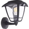 Xanlite Applique da parete solare retrò nero LED con sensore di movimento, IP44, 400 lumen, 3000 K, bianco caldo, autonomia 33 ore, illuminazione decorativa solare intelligente per giardino o terrazza
