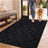 Biscpro Zerbini per Ingresso Interno,90x150cm Tappetino Antiscivolo Lavabile in Lavatrice,Zerbino d'Ingresso Polipropilene Assorbenti per Interno,Ingresso,Esterno,Corridoio,Balcone-Nero
