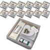Regalami.shop 12 bomboniere profumatore in marmo di carrara e legno naturale con scatola, nasctro, bigliettino, portaconfetti ed essenza alla lavanda (set 12)