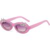 LJCZKA Occhiali da sole ovali da donna con diamanti scintillanti alla moda carino fiocco occhiali da sole per tutte le feste, Viola sfumato viola