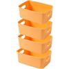 EURXLQ 4 Pezzi Cestini Portaoggetti Plastica Scatole Organizer con Manici,Contenitori per Armadio,Contenitore Plastica,Organizer Portaoggetti per Cucina Bagno Cosmetici (Giallo, 20×15×7 cm)