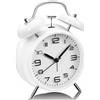 YsyYey, orologio sveglia analogico, sveglia a doppia campana, extra forte per chi dorme profondamente, senza ticchettio, a batteria con luce notturna, orologio da comodino vintage in metallo per