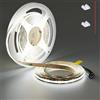 TOPAI Striscia LED COB, 12V Bianco Diurna 5000K PCB Nero, 5 Metri, 480 LED/m, 4000lm CRI>90, Autoadesiva Flessibile e Tagliabile per Cucina, Illuminazione Armadi, Soggiorno, Interna