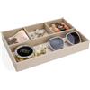GORESE Svuotatasche in Pelle, Organizer per Cassetti Scrivania da Ufficio Vassoio Portaoggetti PU Tray con 4 Scomparti, Vassoio Organizer per Chiavi,Occhiali,Portafoglio,Monete,Gioielli(Beige)