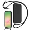 Coalbooliy Cover per Samsung Galaxy A56 6,7 con Cordino per Cellulare, Custodia Silicone con Regolabile Collana Sottile Morbida Case Protezione della fotocamera Antiurto con Necklace, Nero
