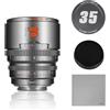 7artisans Telaio per obiettivo cinematografico professionale S35 da 35 mm T2.1 compatibile con attacco Canon RF-S per RED KOMODO/KOMODO X/CANON C70/ R7/R50/R35 (grigio titanio)